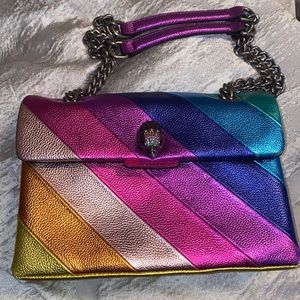 Kurt Geiger Kensington Metallic Rainbow Striped Leather Crossbody Bag